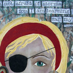 PIRATE GIRL, Mixed Media Original, Mixed Media Art, Pirate, Blonde Girl, Strong Girl, Wall Decor, Character Art, Soulful Art, Original Art image 4