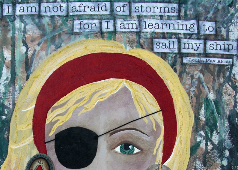 PIRATE GIRL, Mixed Media Original, Mixed Media Art, Pirate, Blonde Girl, Strong Girl, Wall Decor, Character Art, Soulful Art, Original Art image 4