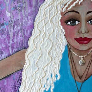BOHO GIRL, ACEO print, Mini Art Print, Collectible Art, Trading Card, Mixed Media Art, Bohemian Gypsy Art, Free Spirit, California Girl image 2
