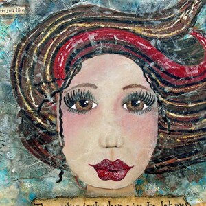POWER, ACEO, Sammlerstück, Mini Kunst, Sammelkarte, Mixed Media, Collagenkunst, starke Frau, Mädchenkunst, starkes Mädchen, entschlossen, Stärke
