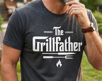 The Grillfather Shirt, Funny BBQ Dad TShirt, Grilling Daddy Gift Tee, Fathers Day Barbecue Sweatshirt, First Time Father Gift Ouifits