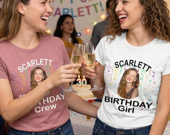 Custom Birthday Crew 30th-40th-50th-60th-70th Shirt, Personalized Face Photo Party Tee, 60th Birthday Girl Shirt, Matching Family T-Shirt