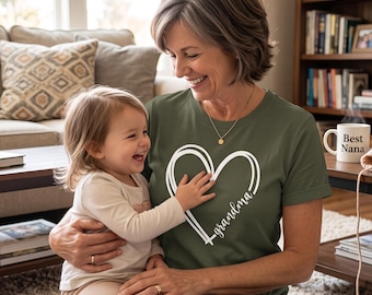 Grandma Heart Shirt, Best Nana T-Shirt, Cute Grandmother Tee, Mother's Day Shirt Gift, New Grandma Apparel, Pregnancy Reveal Sweatshirt