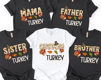 Family Thanksgiving Matching Turkey Shirts, Personalized Turkey Day Outfit, Custom Fall Family Reunion Tee, Funny Thanksgiving Dinner Shirt
