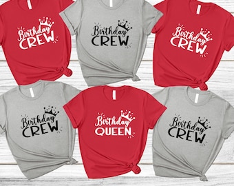 Birthday Queen and Crew Shirts Matching Group Celebration Tees