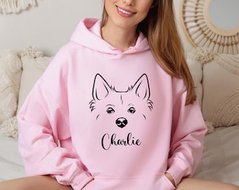 Custom American Eskimo Dog Face Hoodie, Mom Crewneck Sweatshirt, Dog Parent Apparel