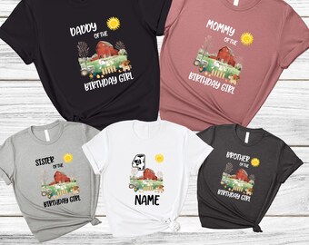 Farm Theme Birthday Shirt Family Matching Group Celebration Tee