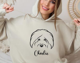 Custom Old English Sheepdog Dog Face Hoodie - Mom Crewneck