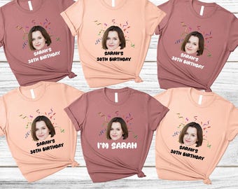 Custom 30th Birthday Photo Shirt Birthday Squad Party Tee Thirty