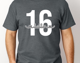 Hello Sixteen Birthday Shirt Kids Party Graphic Tee 16th
