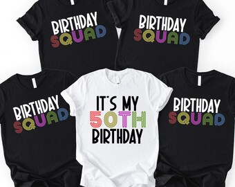 50th Birthday Shirt Retro Birthday Squad Group Tee Fifty Crew