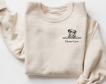 Custom Pug Dog Shirt, Mom Crewneck Sweatshirt — Pug Parent Graphic Top