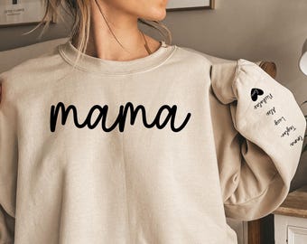 Custom Mama Sweatshirt, Personalized Mom Hoodie — Mama Bear Gift Graphic Tee