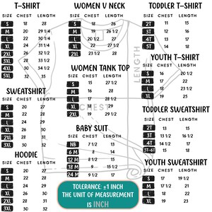 Sizing details for this tee