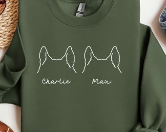 Custom Dog Ears Sweatshirt, Mom Gift, Dad Apparel, Personalized Pet Lover