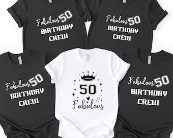 50 Birthday Crew T-Shirt Womens 50th Celebration Tee Fifty Women