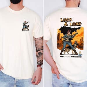 Lock N Load Vault-Tec Approved Comfort Colors T-Shirt, Vintage Graphic Tee, Fallout, Gamer Apparel, Gift for Gamers, Vault-Tec