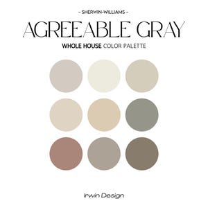 Agreeable Gray Sherwin Williams Paint Color Palette | 9-Color Whole House Scheme | Neutral Earthy Interior Design Digital Download