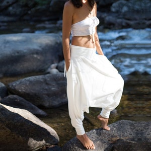 White Yoga Pants, Loose Pants, Harem Pants Women, Cotton Harem Pants