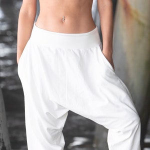 Harem Pants in White Cotton for Kundalini Yoga image 6