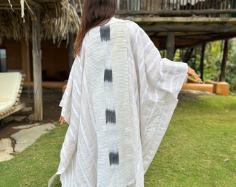 One of a Kind Kimono Robe Linen Womens Long Cardigan