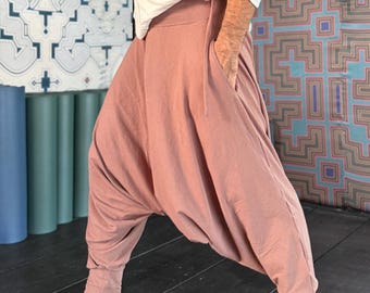 Handmade Harem Pants for Men in Mocha Cotton
