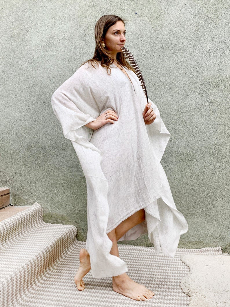 White Poncho Dress Kundalini Dress Kundalini Clothing Etsy