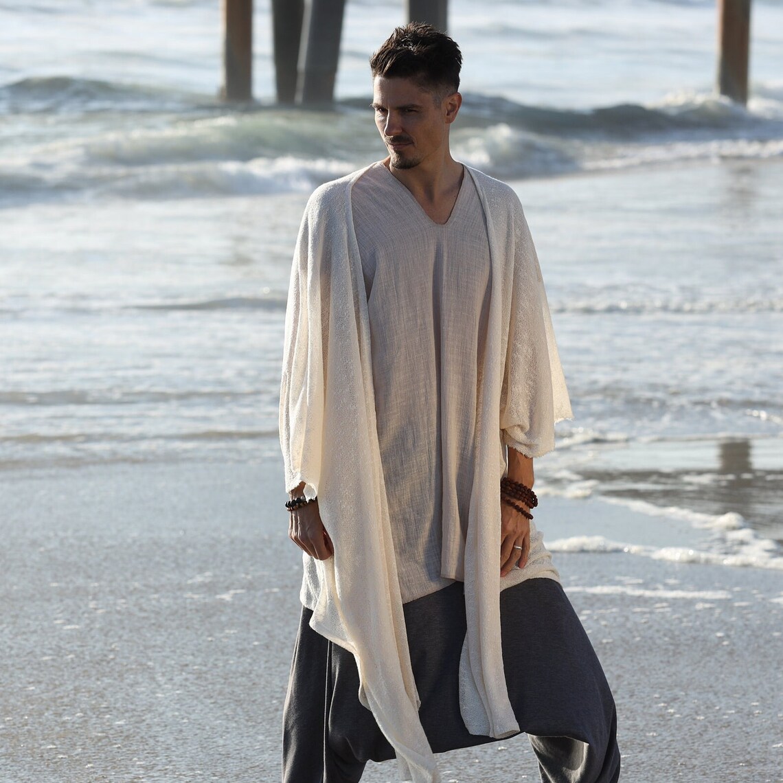 White Long Soft Wool Tunic Shaman Robe for Kundalini Yoga Etsy