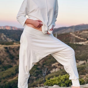 Harem Pants in White Cotton for Kundalini Yoga image 7