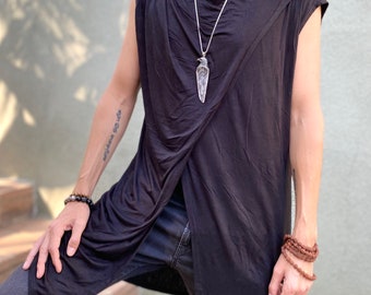 Asymmetrical Men Top, Mens Shirt, Jedi Wear, Unisex Lounge Wear