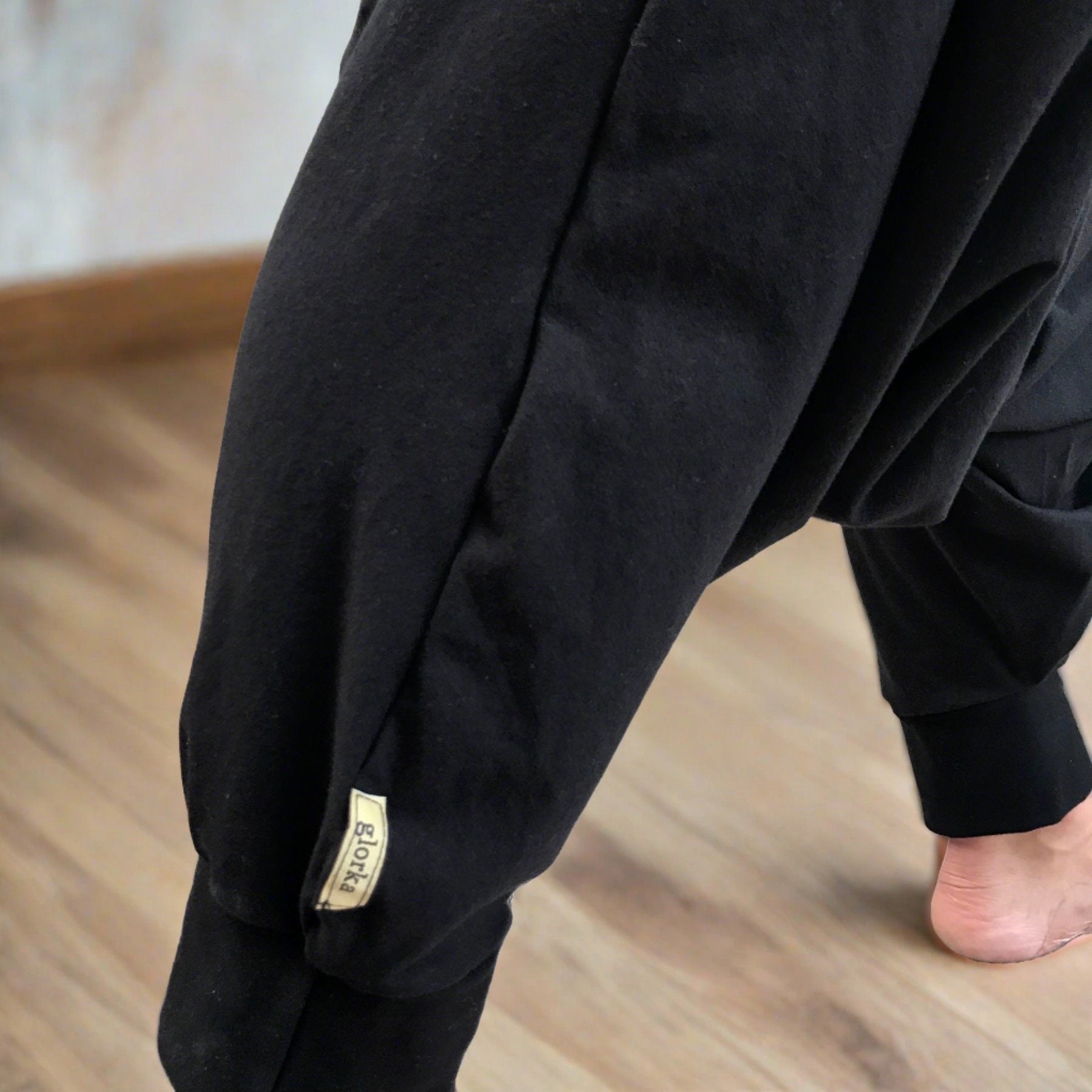 Men's Black Cotton Harem Pants: Low Waist Samurai Sarouel - Etsy