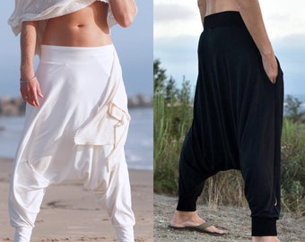 Bundle - Set of 2 pants - White Harem Pants, Black Harem Pants, Harem Pants Men, Mens Pants