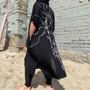 Men's Hooded Kimono Cape with Spiritual Design Wearable Art image 6