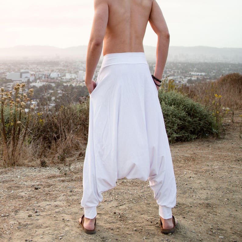 White Cotton Harem Pants Kundalini Yoga White Pants Glorka Etsy