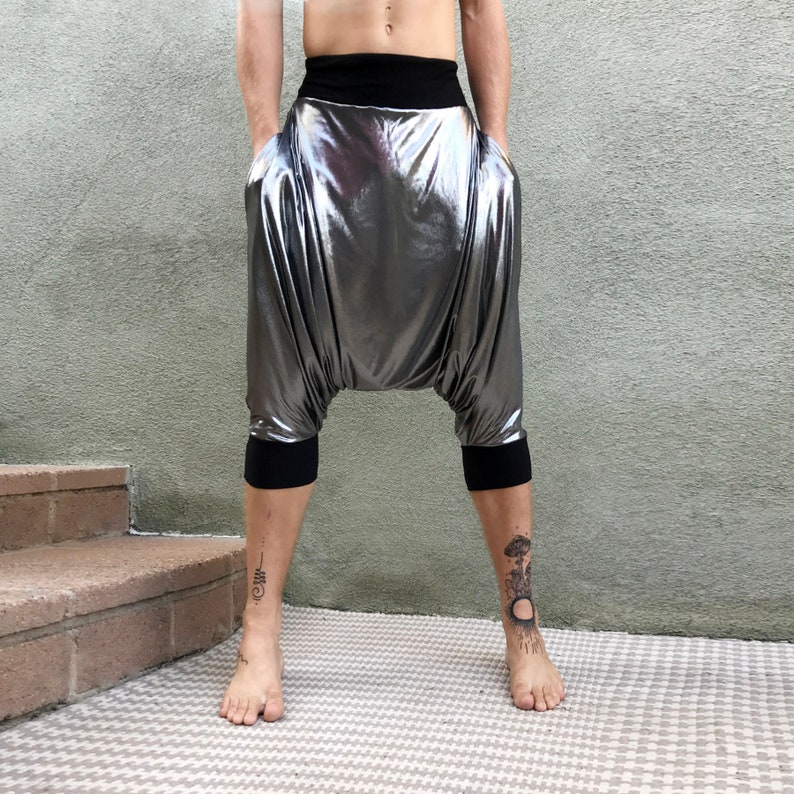 Men s Harem Silver  Metallic Pants  Low Crotch Baggy  Etsy