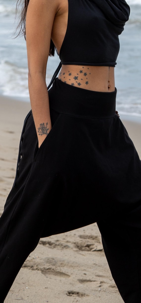 Black Cotton Blend Ninja Pants: Avant Garde Harem Style - Etsy
