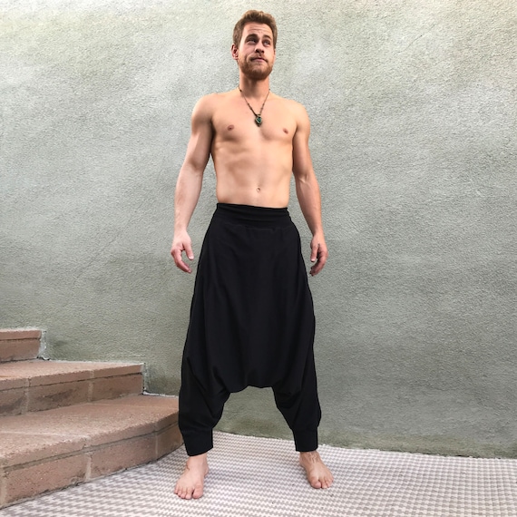 Aatman One Size Men's Eco-Friendly Cotton Harem Pants | Fits Waist Size 28  to 36 Inches_AT01045 Black : Amazon.in: Fashion