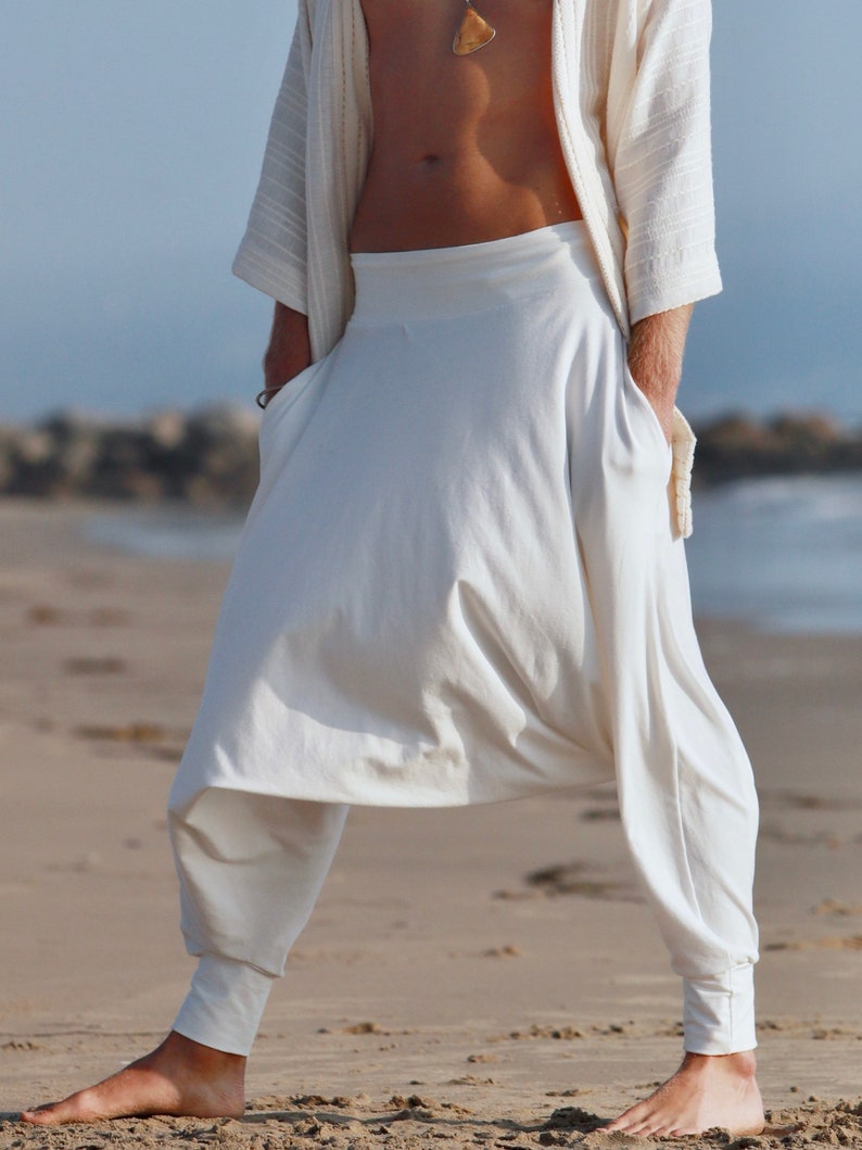 White Cotton Harem Pants Kundalini Yoga White Pants Samurai Etsy