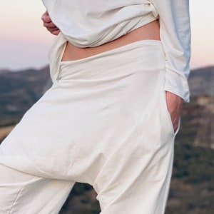 Harem Pants in White Cotton for Kundalini Yoga image 10