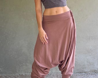 Handmade Harem Pants for Women in Mocha Cotton