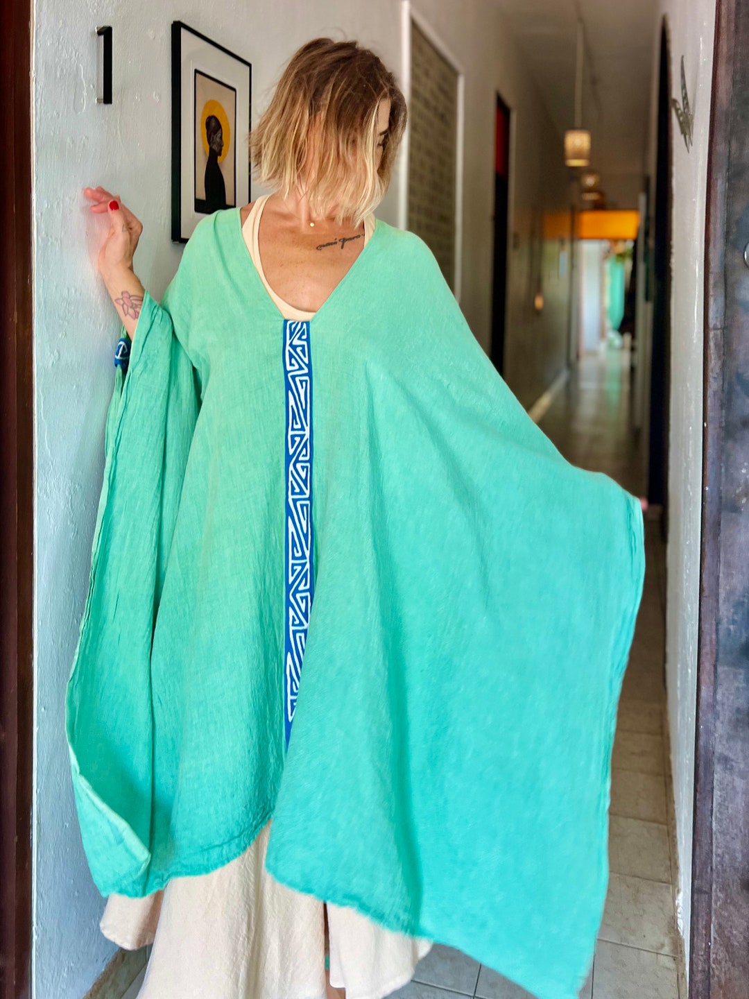 Handmade Jungle Green Ritual Robe, Ceremony Poncho - Etsy