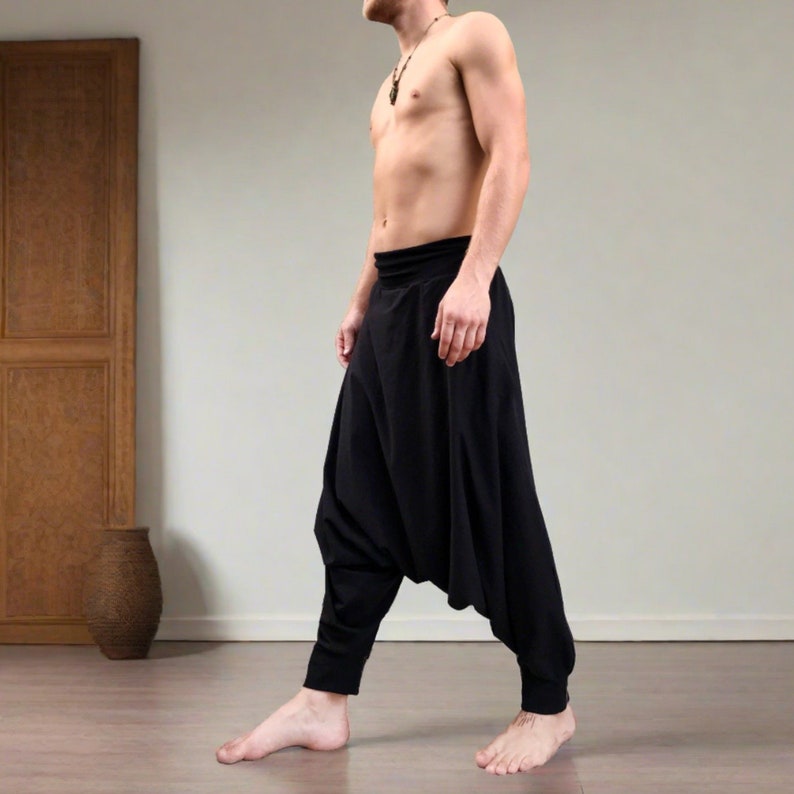 Harem Pants Men, Ninja Pants, Samurai Pants, Mens Loungewear, Festival Clothing, Festival Outfit image 3