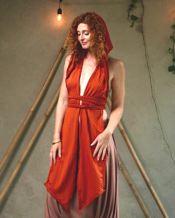 Hooded Long Length Asymmetric Top in Cotton Jersey Honeycomb Rustic Red - Etsy Hooded Long Length Asymmetric Top in Cotton Jersey Honeycomb Rustic Red - Etsy