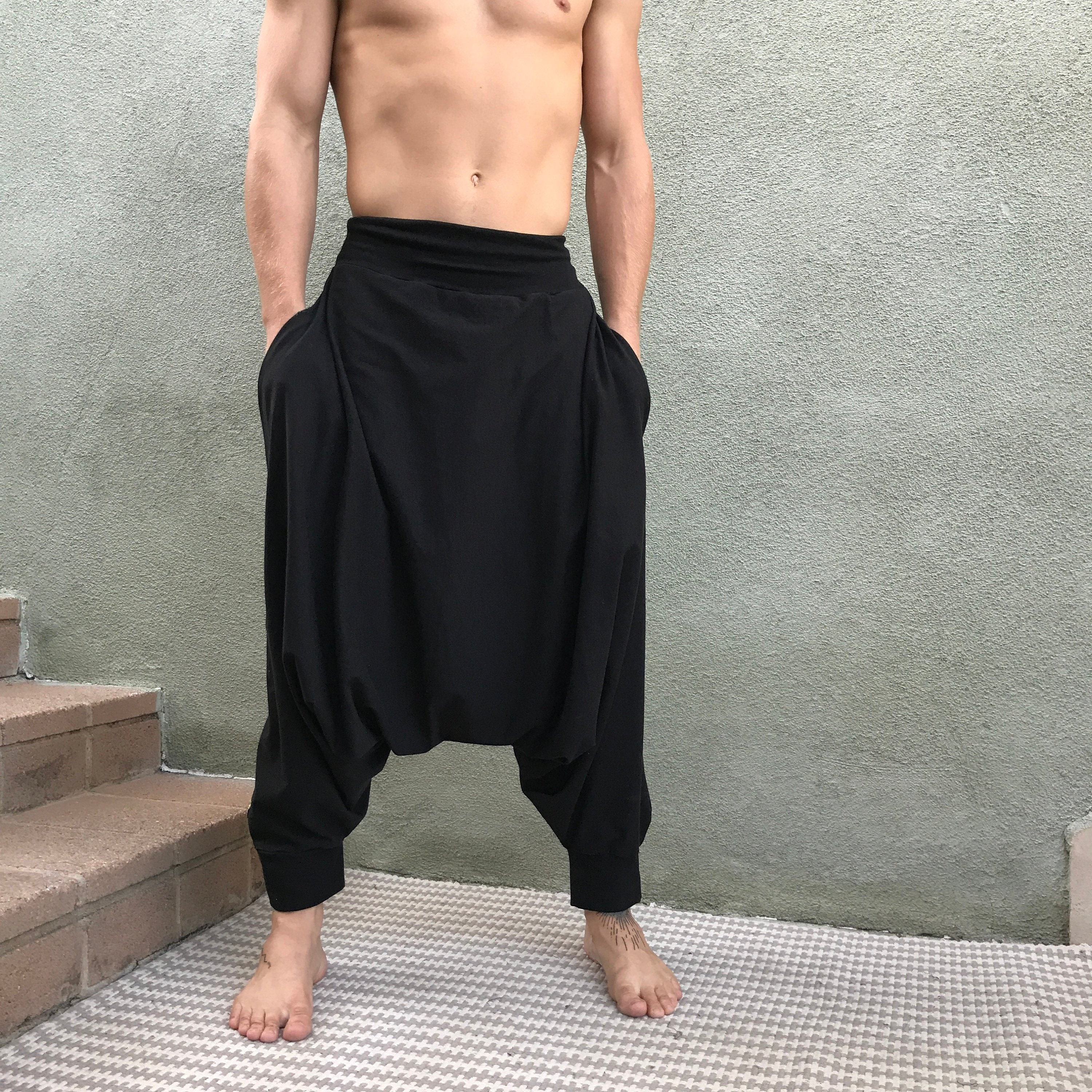 HC0108 Samurai Pants Men's Fashion Harem Pants Yoga Pants Casual Cotton  Bottoms 