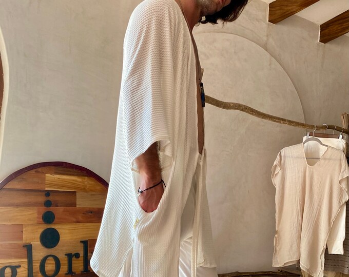 White Ritual Robe Mens Kimono Ceremony Robe Shaman Robe Etsy