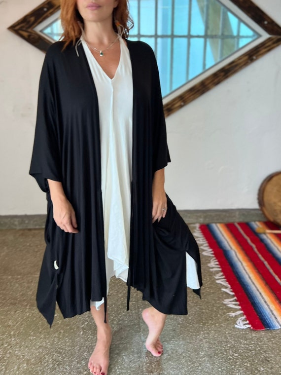 【人気商品！】 Kimono Nomad Kimono, Black Simple Jacket, Duster Kimono ジャケット・アウター