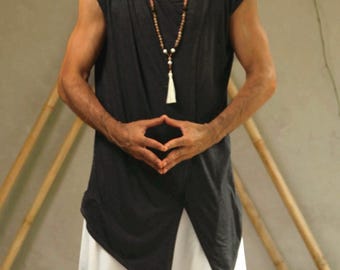 Asymmetrical Grey Cotton Jedi Top: Tribal Festival Shirt