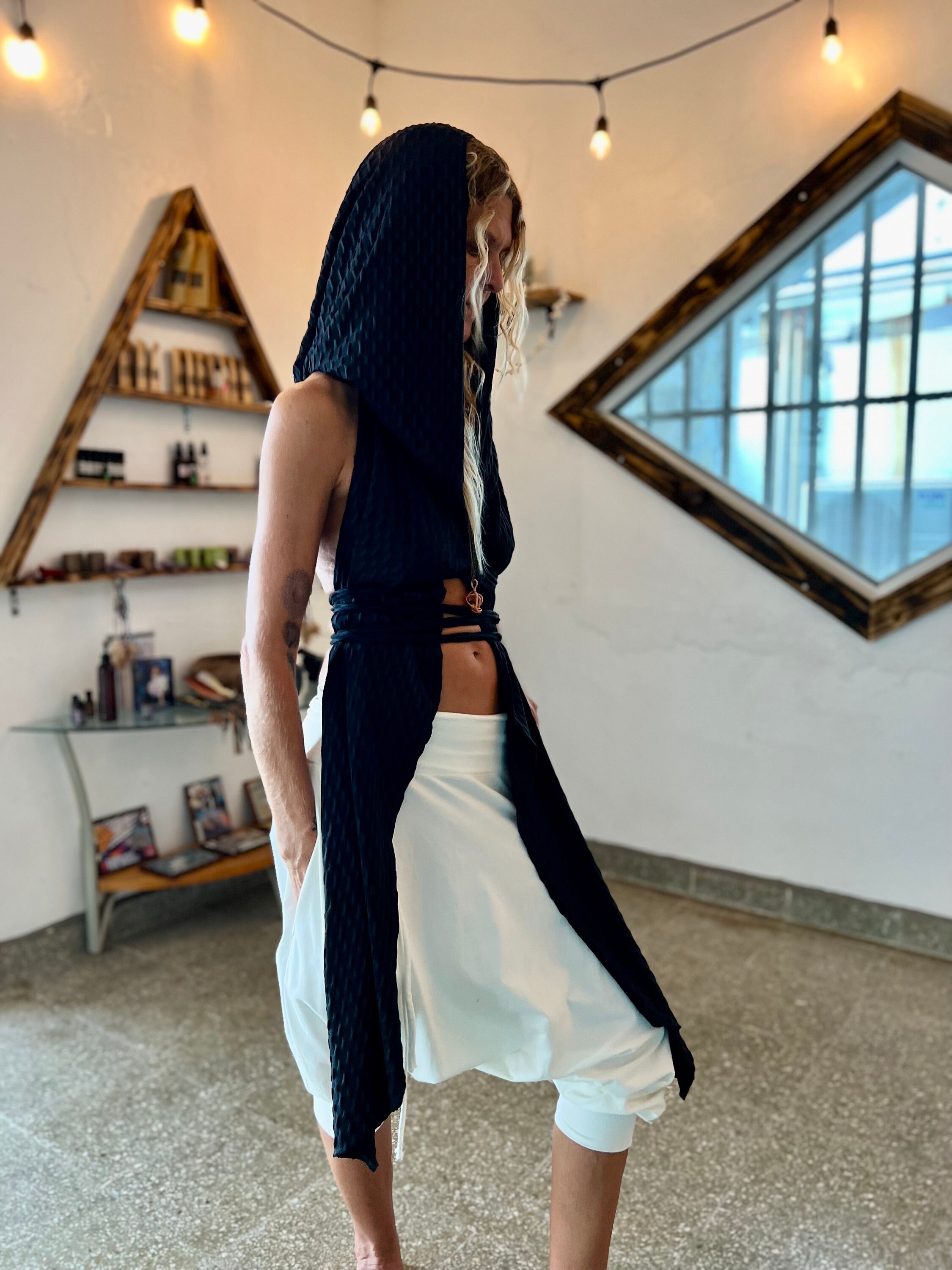 【2025新春福袋】 Hooded Long Length Asymmetric Top in Cotton Jersey Textured トップス