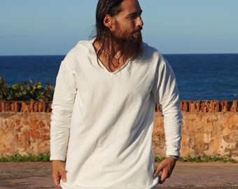 Organic Cotton White Unisex Hoodie for Meditation, Yoga or Simple Mindful Living