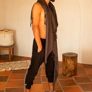 Black Cotton Harem Yoga Pants: Unisex Drop Crotch Joggers
